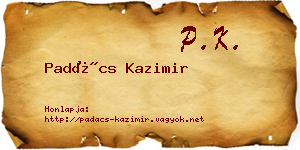 Padács Kazimir névjegykártya